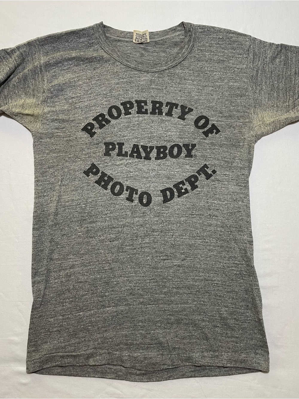PLAYBOY Gray 'Property of Photo Dept.' Short Sleeve Tee